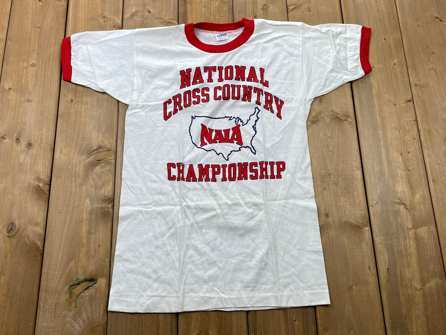 Vintage 1990s Champion National Cross Country Ringer T Shirt T-Shirt