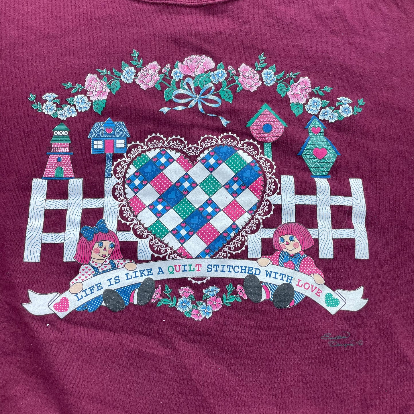 Vintage 90's Life Is Like A Quilt Stitched With Love Crewneck Sweatshirt