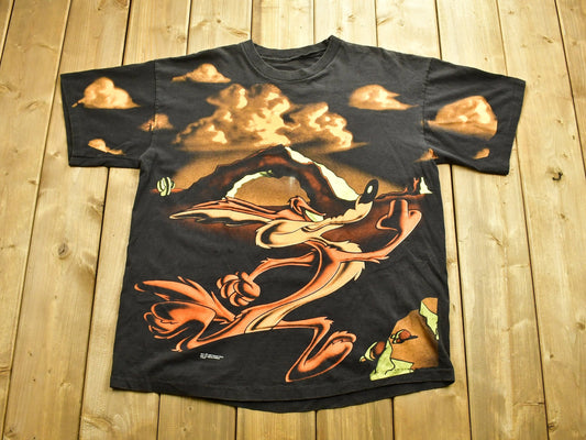 Vintage 1995 Wile E Coyote & Road Rununer All Over Print T-Shirt / Single Stitch / Warner Bros / American Streetwear / Looney Tunes