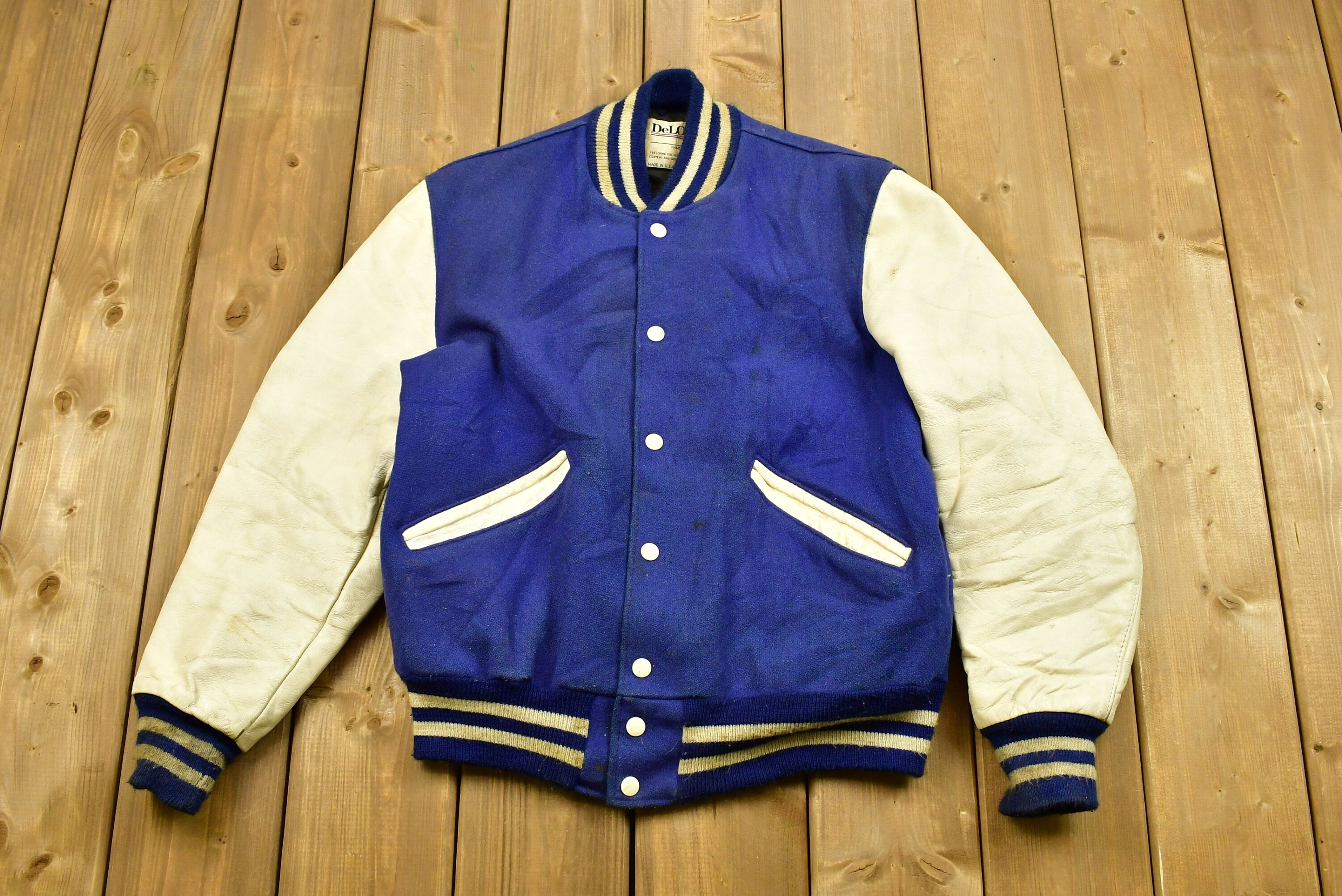 Vintage 80s / 90s / Quincy Maddox Leather Delong Varsity Jacket /Letterman  Jacket / Leather Coat / Made In USA / Streetwear Fashion