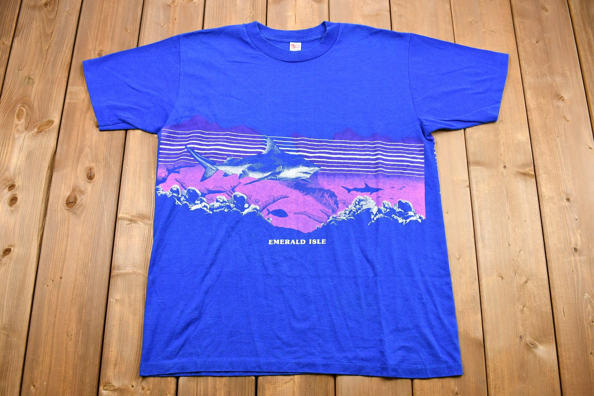 Vintage 1980s Emerald Isle Shark Graphic T-Shirt