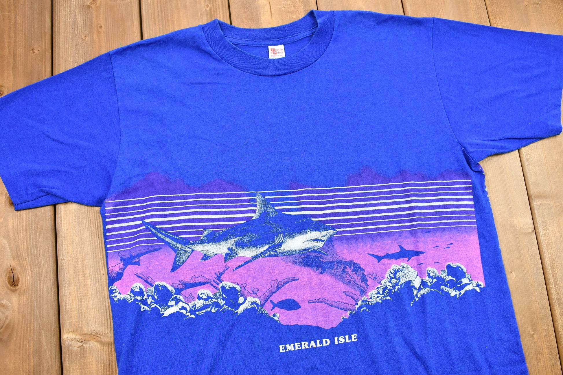 Vintage 1980s Emerald Isle Shark Graphic T-Shirt