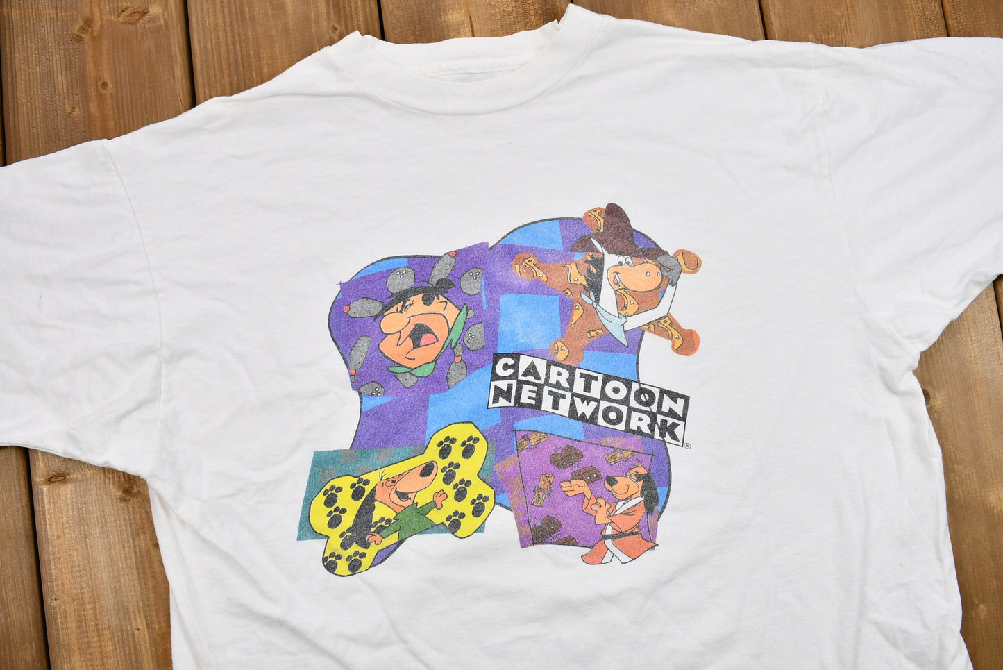 Vintage 1990s Cartoon Network Graphic T-Shirt / Quick Draw McGraw / Augie Doggie / Hong Kong Phooey / Fred Flintstone / Single Stitch