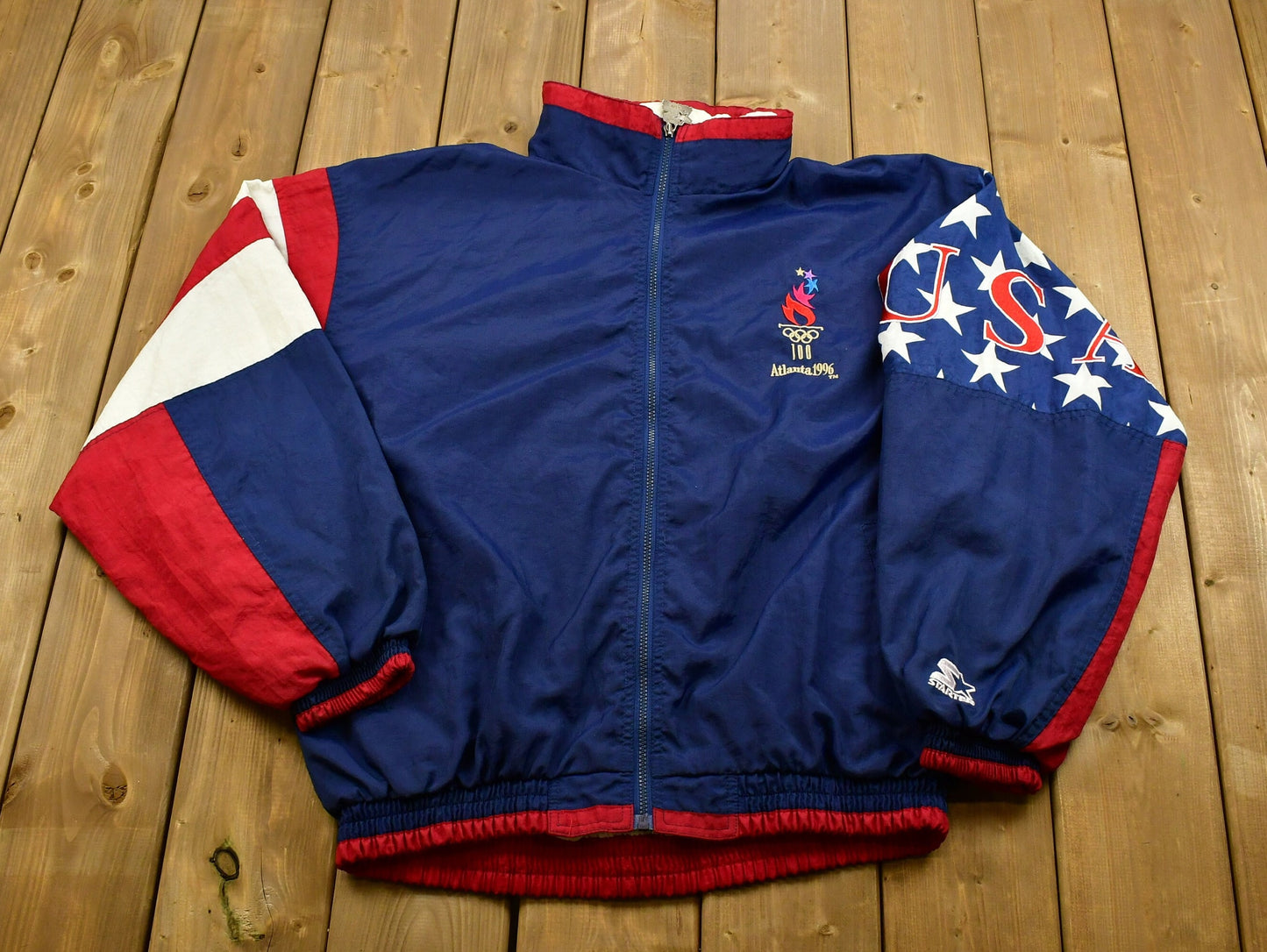 Vintage 1996 Atlanta Olympics Games Collection By Starter Windbreaker /  Sportswear / Streetwear Fashion / All Over Print / Made In USA