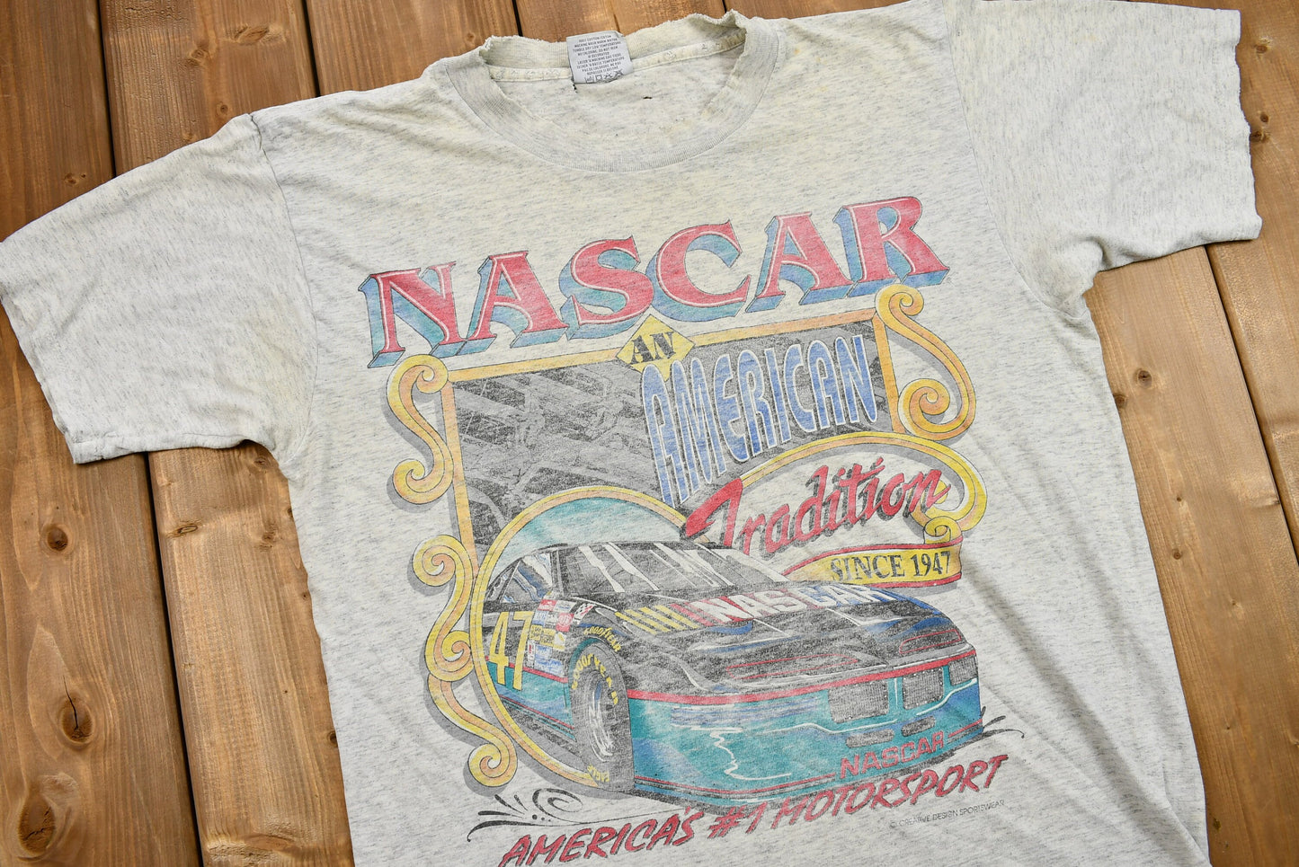 Vintage 1994 Naturally Distressed NASCAR Tour Graphic T-Shirt / 90s Streetwear / Daytona / Vintage Sportswear / Single Stitch / Made in USA