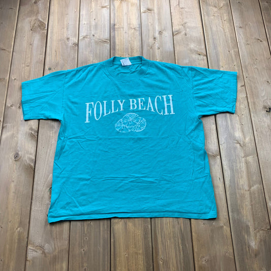 Vintage 1990s Folly Beach T-Shirt / Single Stitch / Made In USA / 90s / Streetwear Fashion / Vacation Tee / Travel & Tourism / Oneita