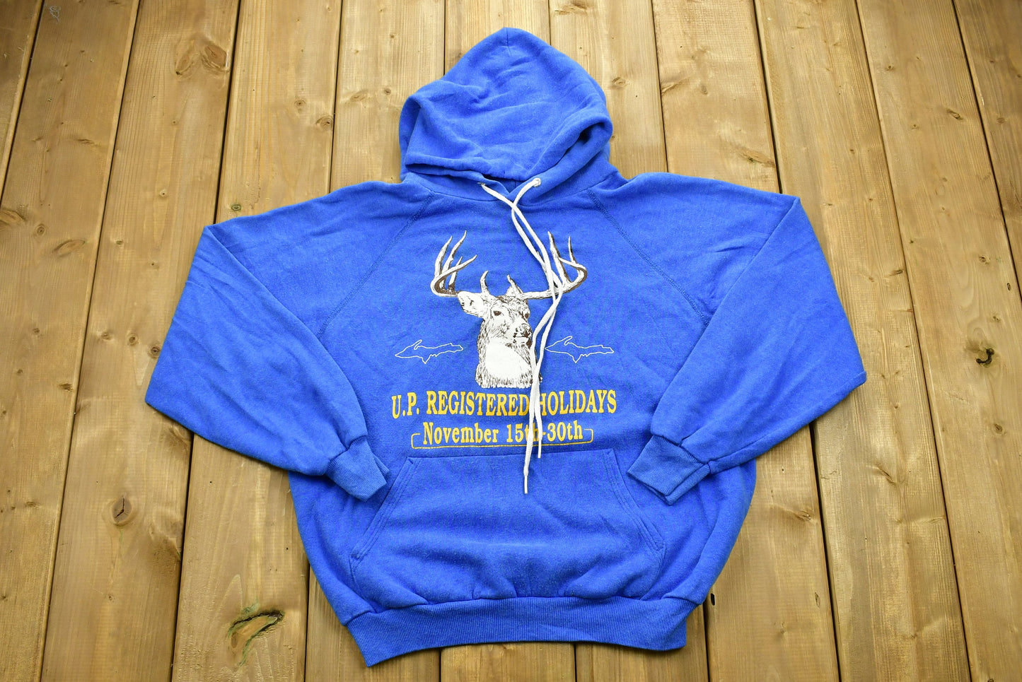 Vintage 1980s U.P. Registered Deer Hoodie / Nature Print / Vintage Sweatshirt / Animal Print / Wilderness / Pullover Sweatshirt