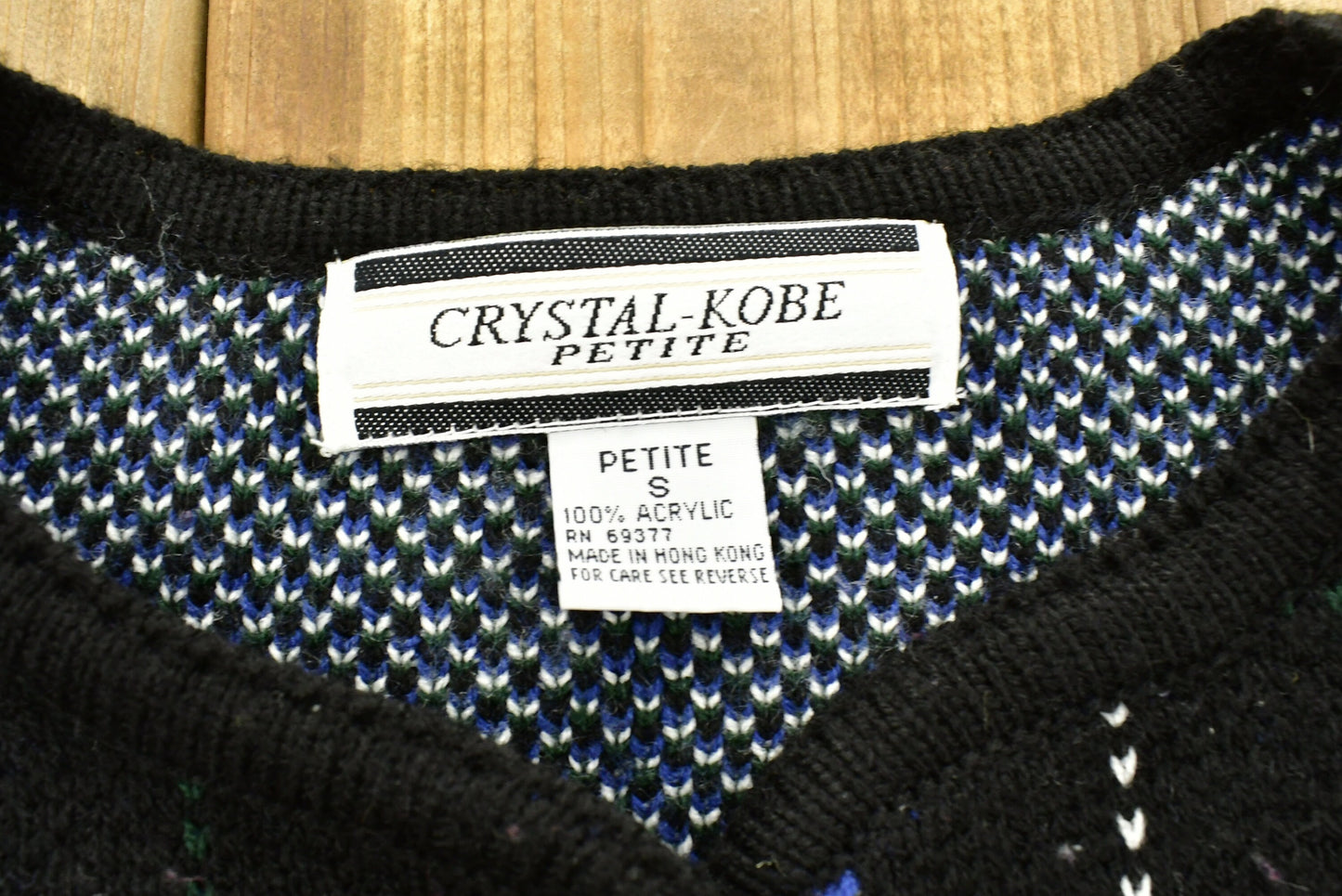 Vintage Crystal Kobe Petite Knitted Sweater / Vintage 90s Crewneck / Pattern Sweater / Outdoor / Hand Knit / Pullover Sweatshirt