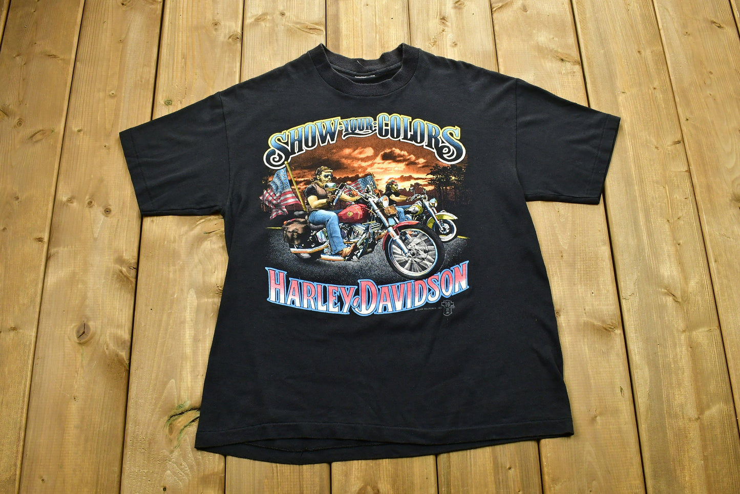 Vintage 1988 Harley Davidson Motorcycles Puerto Rico 3D Emblem T-Shirt / Single Stitch / Made In USA / 90s Graphic / Biker / Vintage Tee