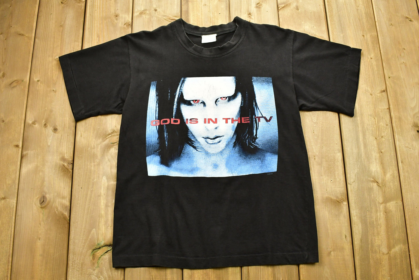 Vintage 1998 Marilyn Manson God Is In The Television Band T-Shirt / Single Stitch / Music Promo Print / Concert / Made In USA / Retro Style