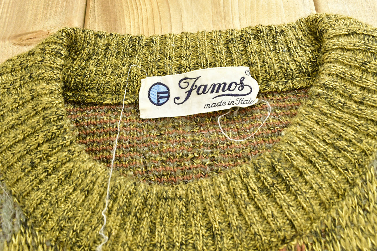 Vintage 1960s Italian Made Argyle Knit Famos Sweater
