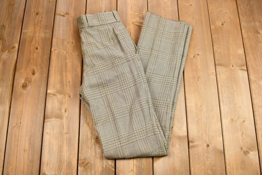 Vintage Late 1960s Deadstock Plaid Flared-Leg Wool Trousers / Size 27 / True Vintage / Bottoms / Vintage Pants / Retro Style