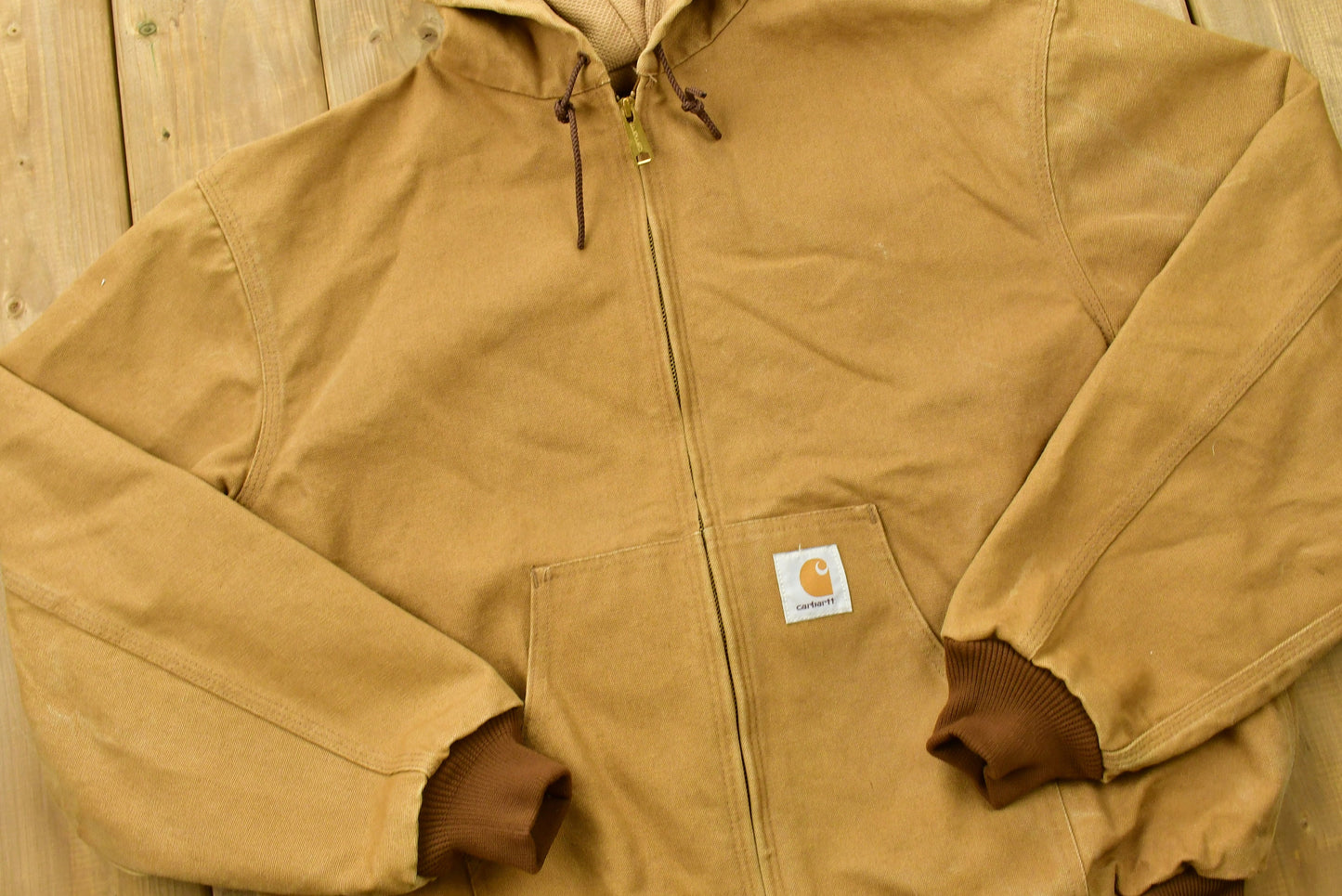 Vintage 90's Carhartt Hooded Chore Coat / Workwear / Streetwear / 80s / 90s / Made In USA / Distressed Carhartt / Union Made