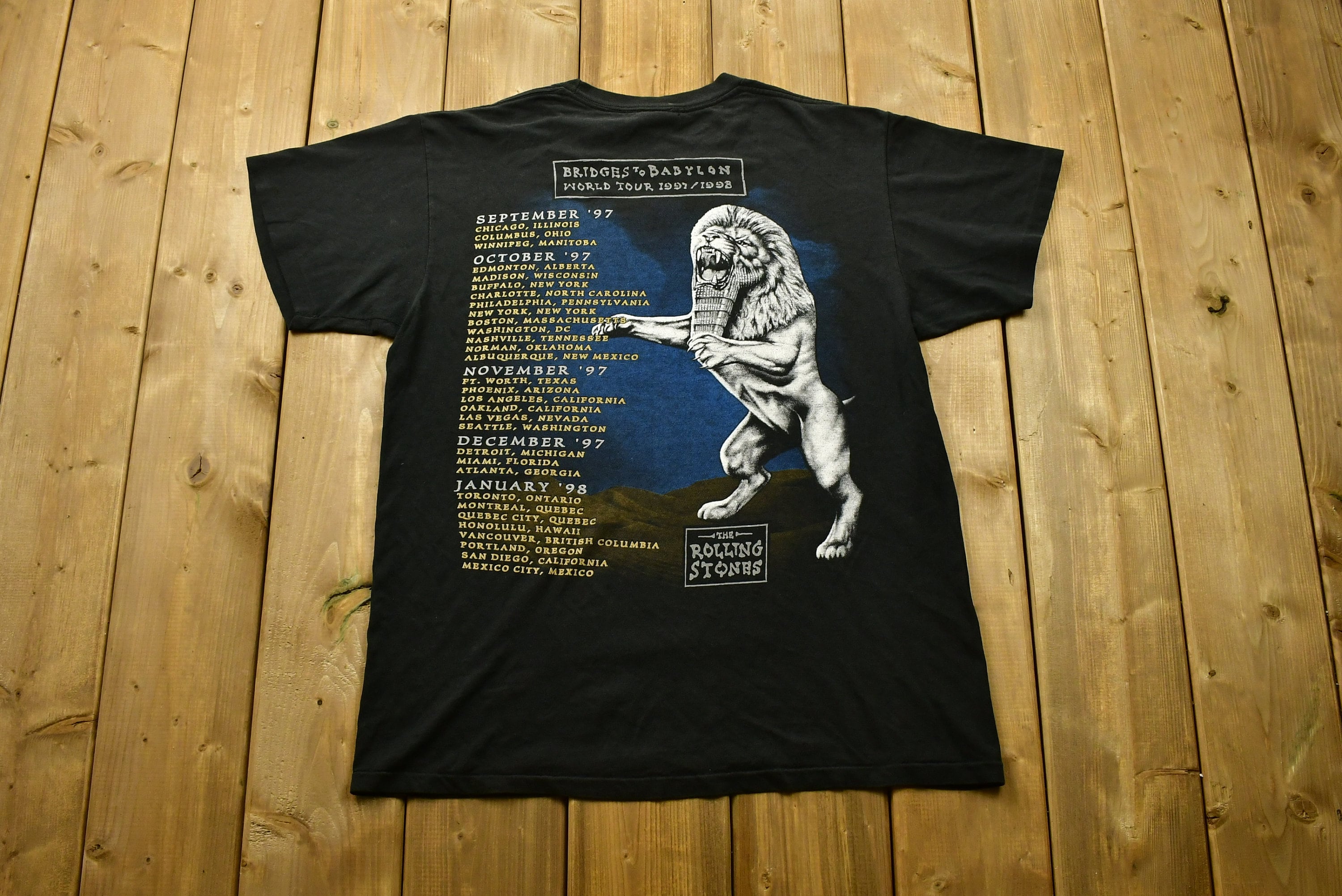 Vintage 1997 The Rolling Stones Bridges To Babylon Tour Band T