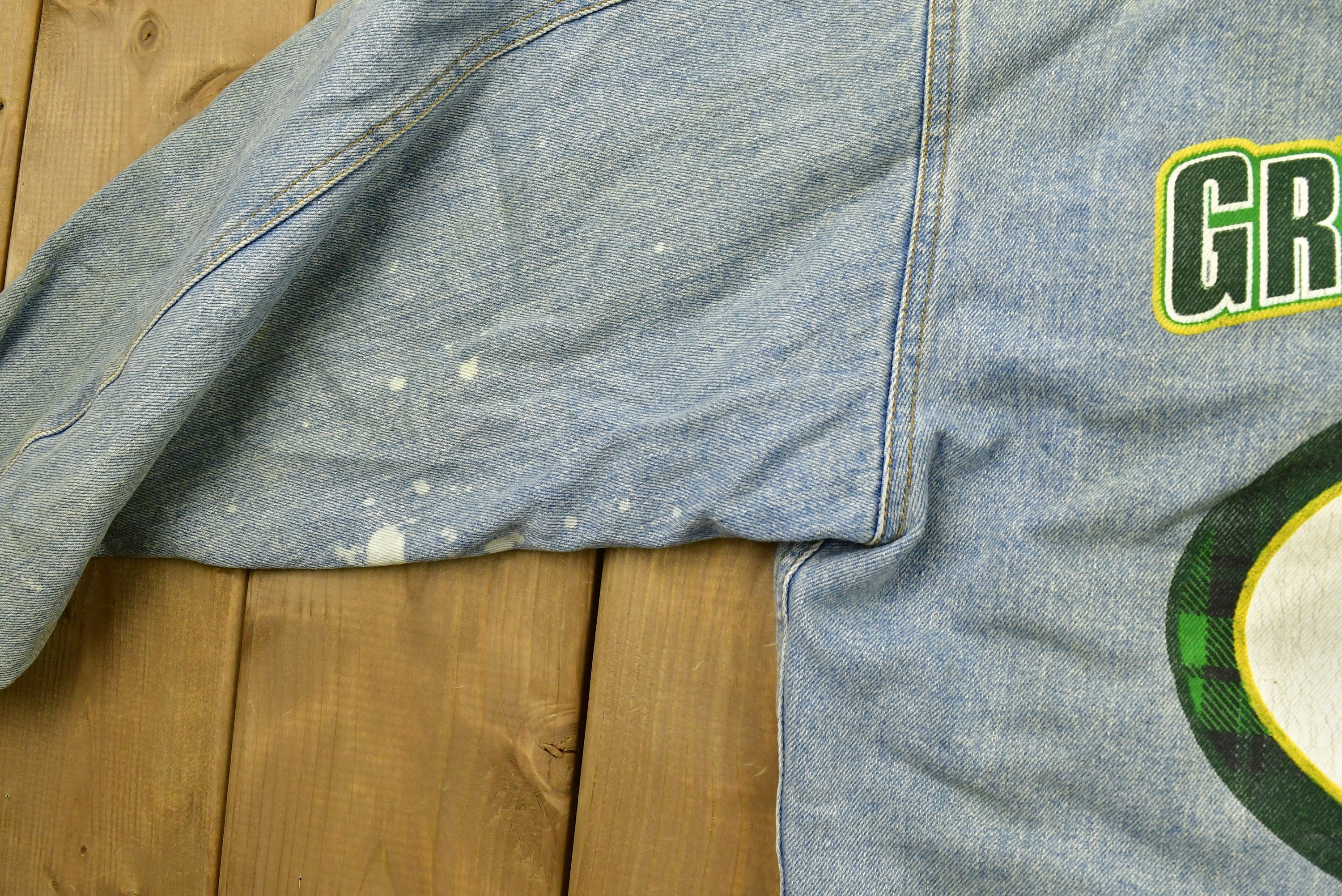 Vintage 90's Greenbay Packers NFL Game Day Distressed Jean Jacket