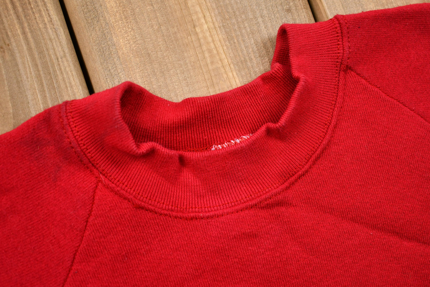 Vintage 1990s Fruit Of The Loom Red Raglan Sweatshirt / 90s Crewneck / Blank Pullover / Vintage Athleisure / Streetwear / Made in USA