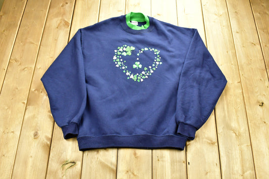 Vintage 1990's Irish Heart Embroidered Crewneck Sweatshirt / 90s Crewneck / Souvenir / Athleisure / Streetwear / Travel And Tourism