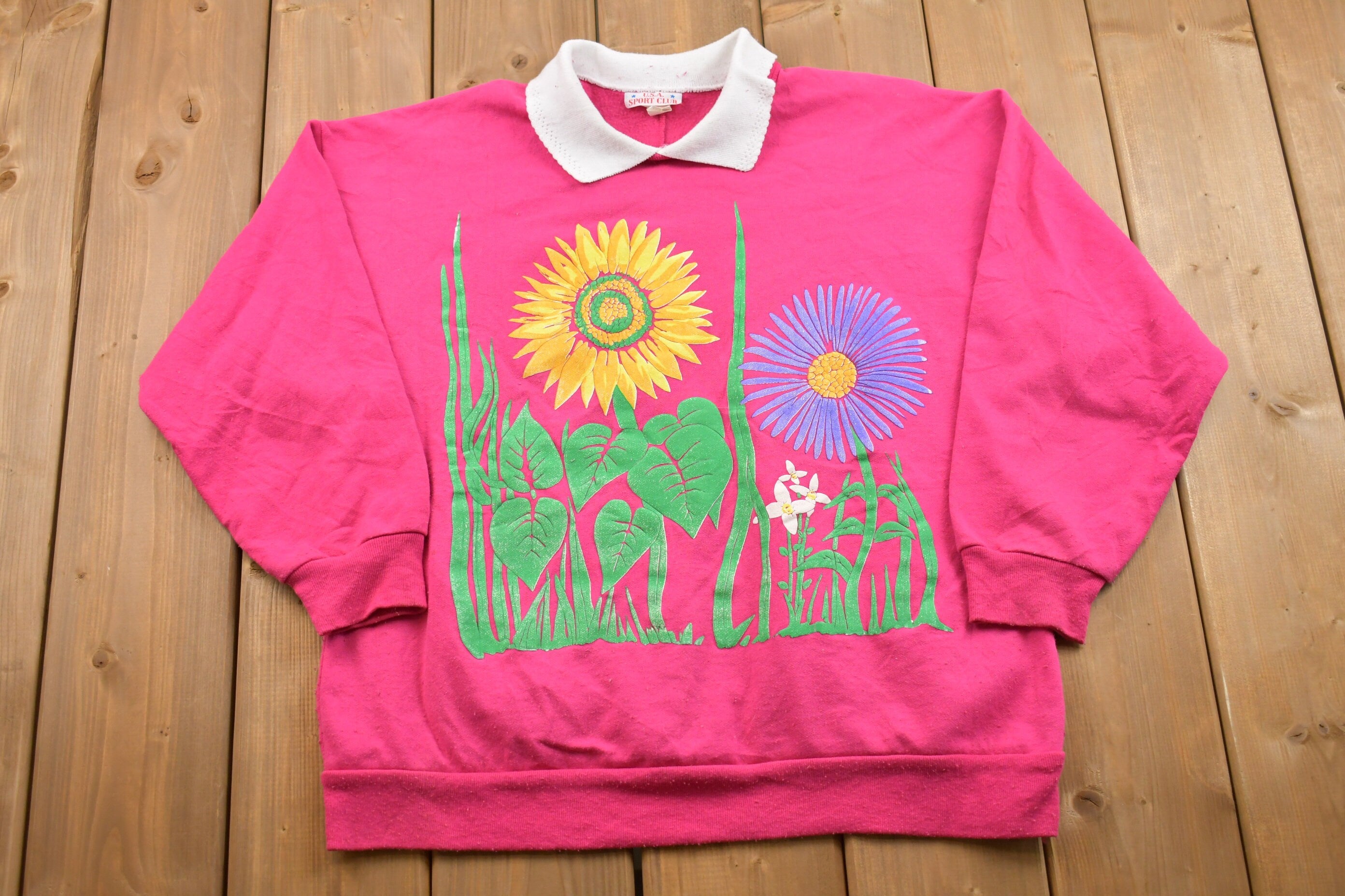 1990s Floral Collared Sweater