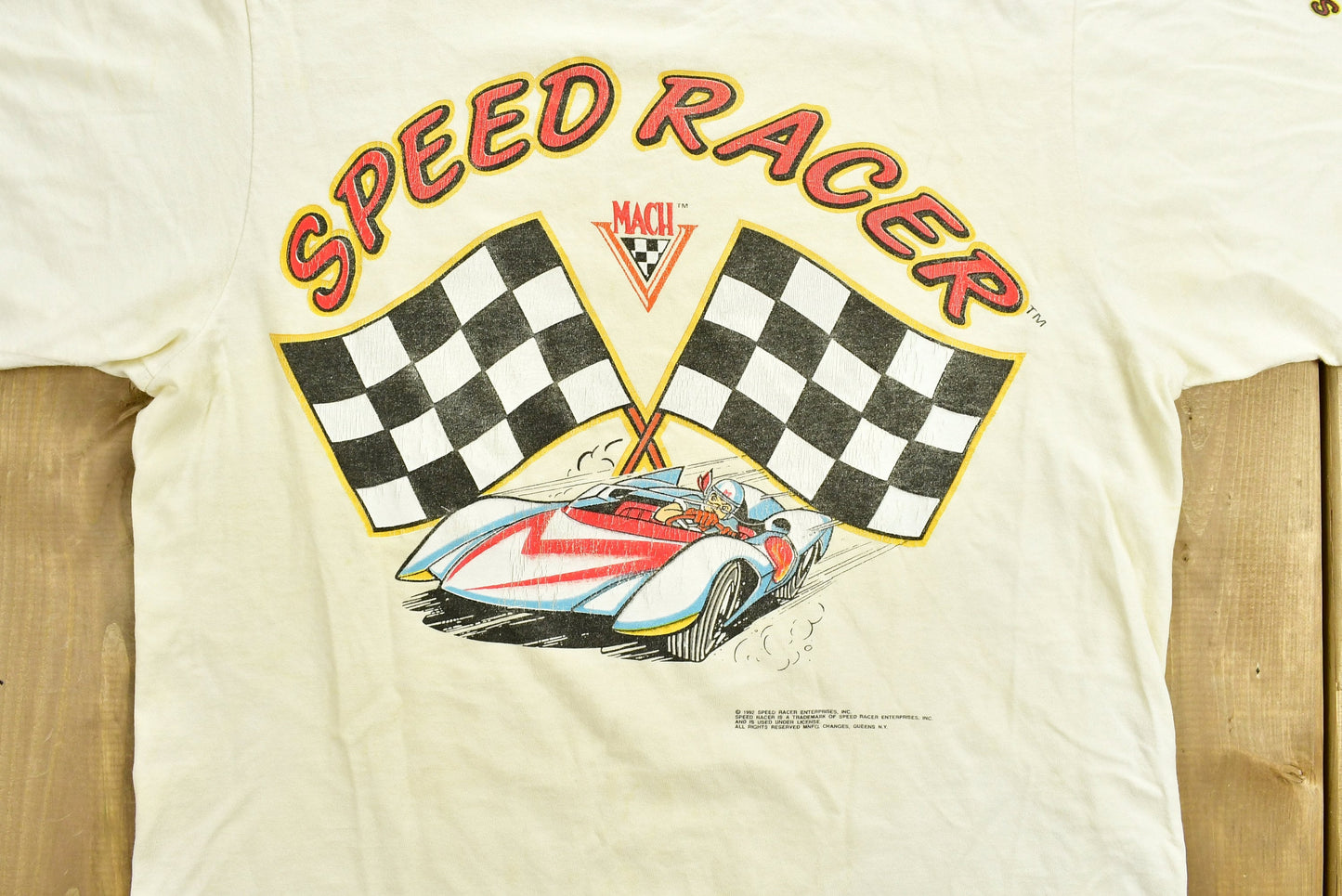 Vintage 1992 Speed Racer Cartoon Anime Graphic T-Shirt / 90s Graphic Tee  / Japanese Vintage / Made In USA / TV Promo / Single Stitch