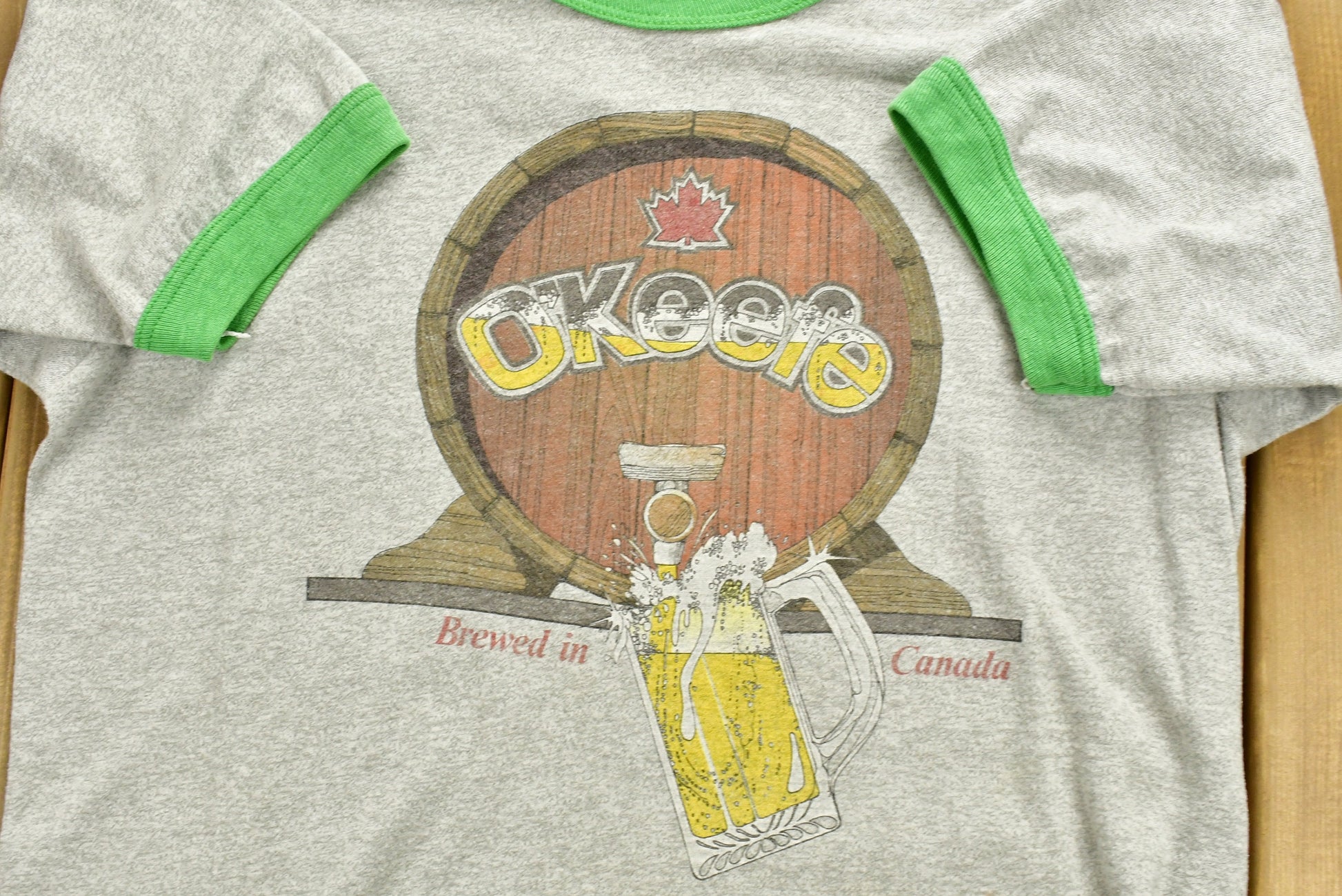 Vintage 1980s O'Keefe Beer Promo Ringer T-Shirt