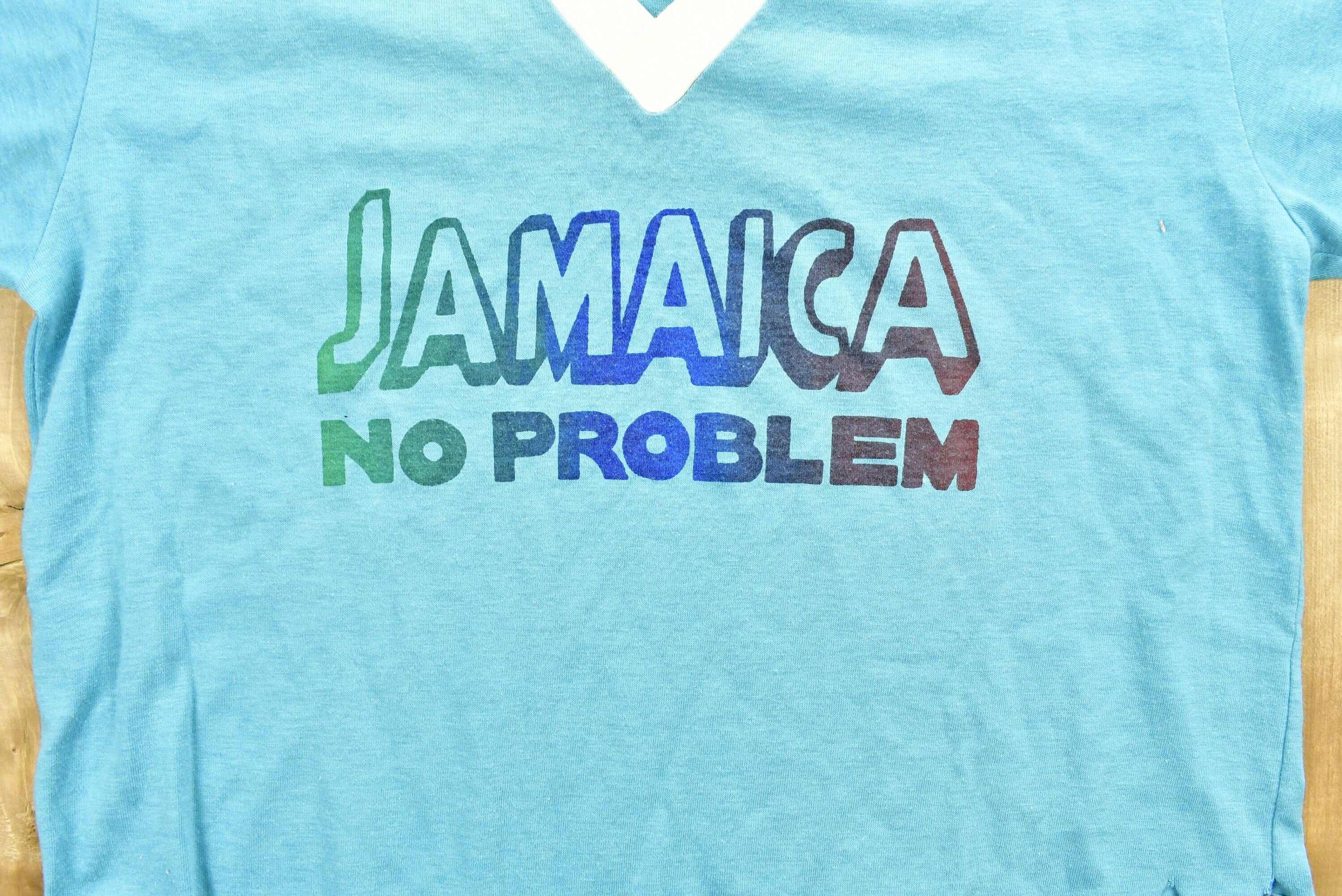 Vintage 1970s Jamaica No Problem Beaded T-Shirt