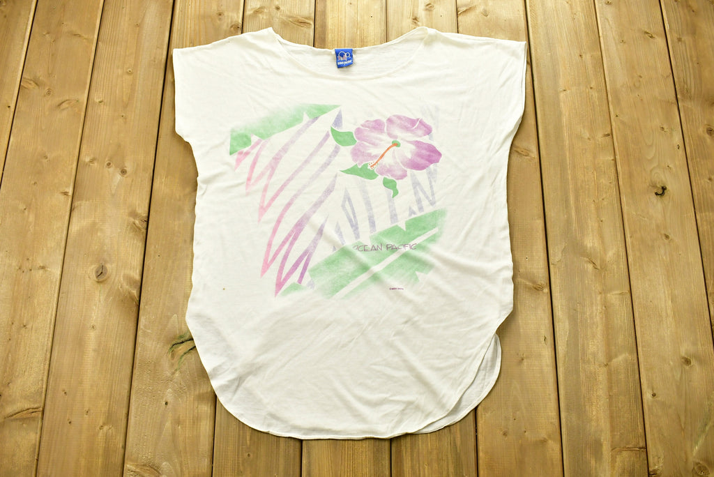 Vintage 1990s Ocean Pacific Floral Sleeveless T-Shirt