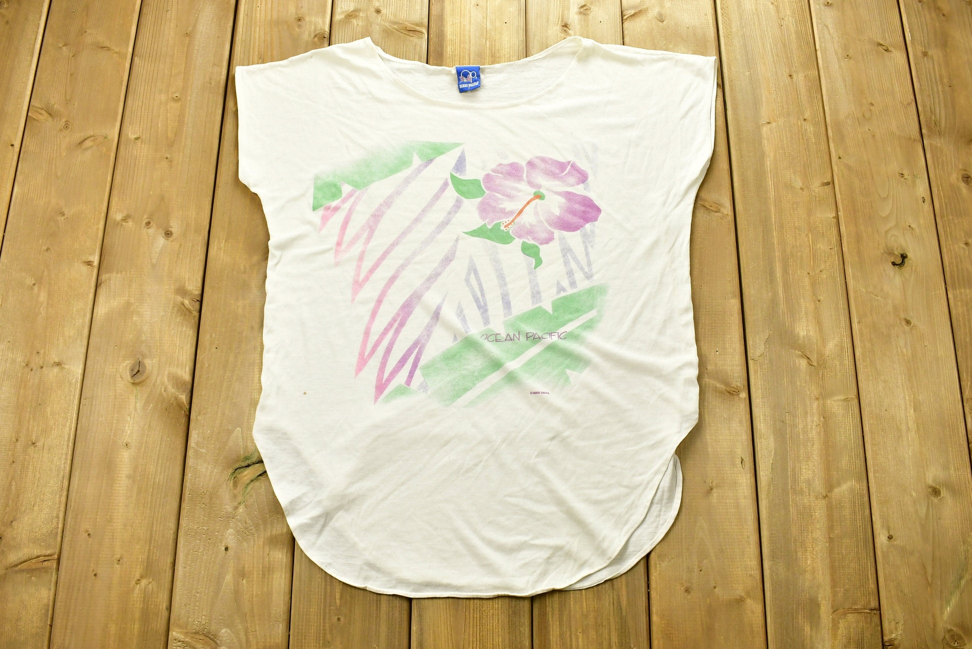 Vintage 1990s Ocean Pacific Floral Sleeveless T-Shirt