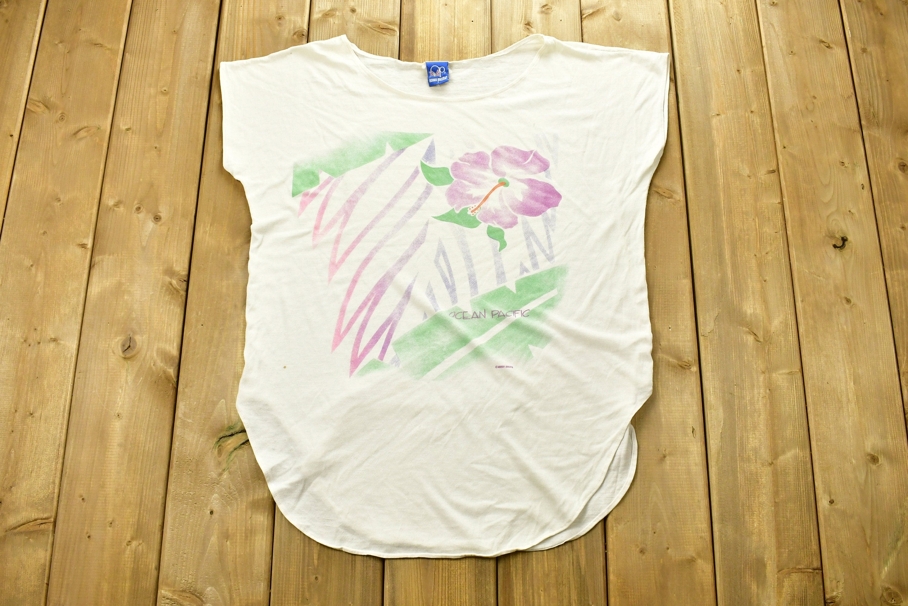 Vintage 1990s Ocean Pacific Floral Sleeveless T-Shirt