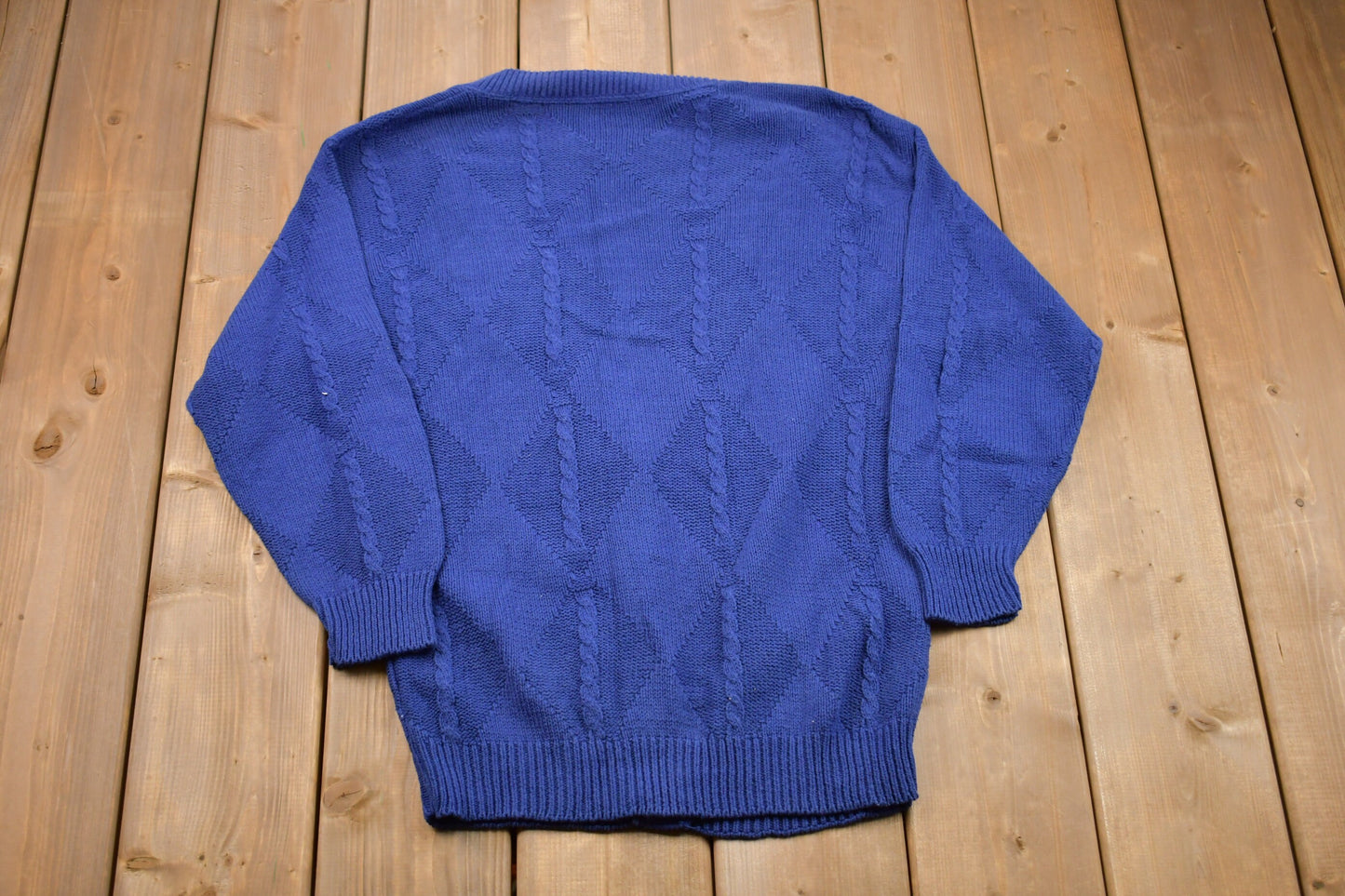 Vintage 1990s Knitted Cardigan / Vintage 90s Cardigan / Pattern Sweater / Outdoor / Hand Knit / 90s Knit Sweatshirt