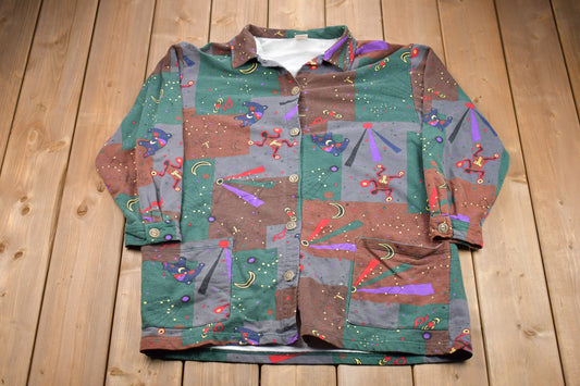 Vintage 1990s Kids Only Patchwork All Over Print Button Up Shirt / 1990's Button Up / Vintage Jacket / Casual Wear / Pattern Button Up