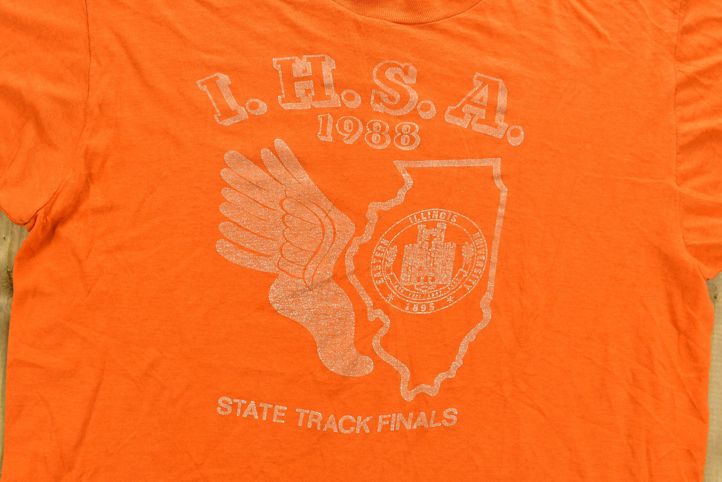 Vintage 1988 University of Illinois Collegiate T-Shirt / Made In USA / State Track Finals / I.H.S.A / Sportswear / Single Stitch