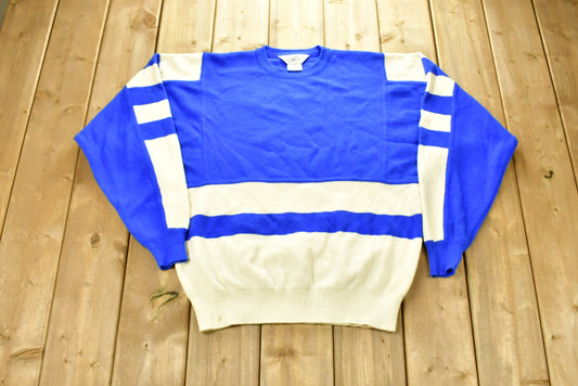 Vintage 1980s Profile Wool Blend Color Block Knitted Sweater / Vintage 90s Crewneck / Outdoor / Sweatshirt / Abstract Graphic