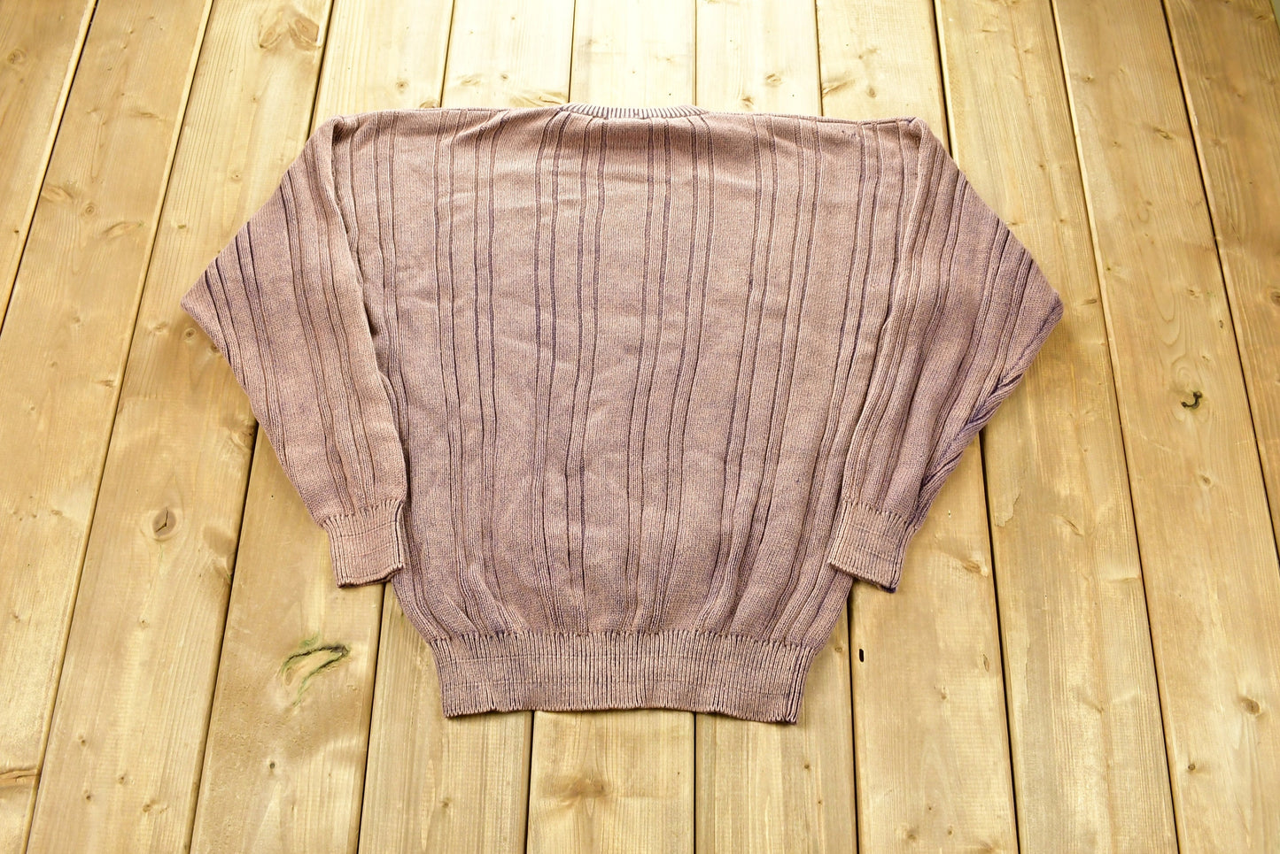 Vintage 1980s Holt Renfrew Hand Frame Knit Knitted Sweater / Vintage 90s Crewneck / 3D Knit / Sun Faded / Sweatshirt / Abstract Graphic