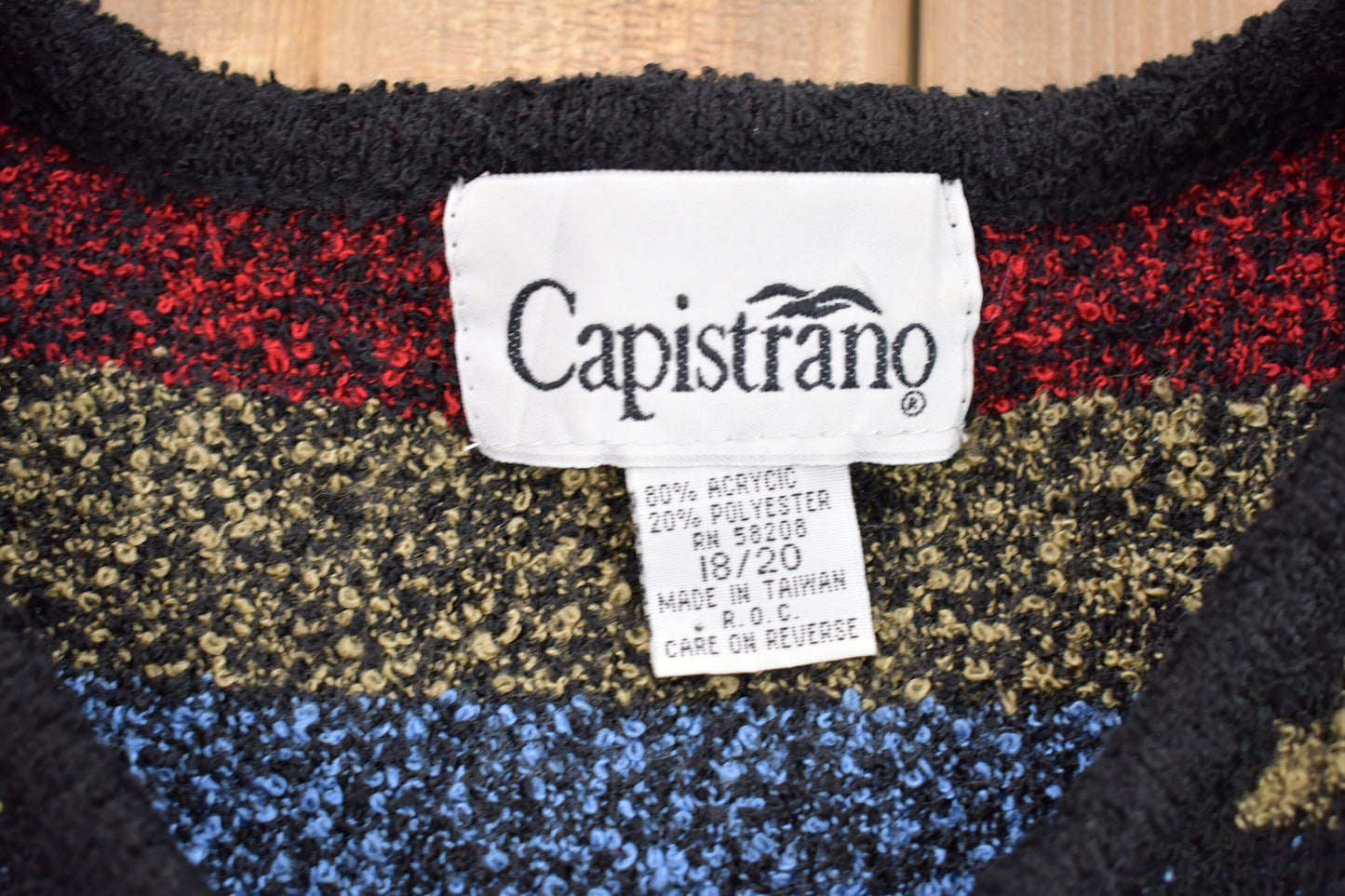 Vintage 1990s Capistrano Knitted Sweater / Vintage 90s Crewneck / Pattern Sweater / Outdoor / Hand Knit / Pullover Sweatshirt