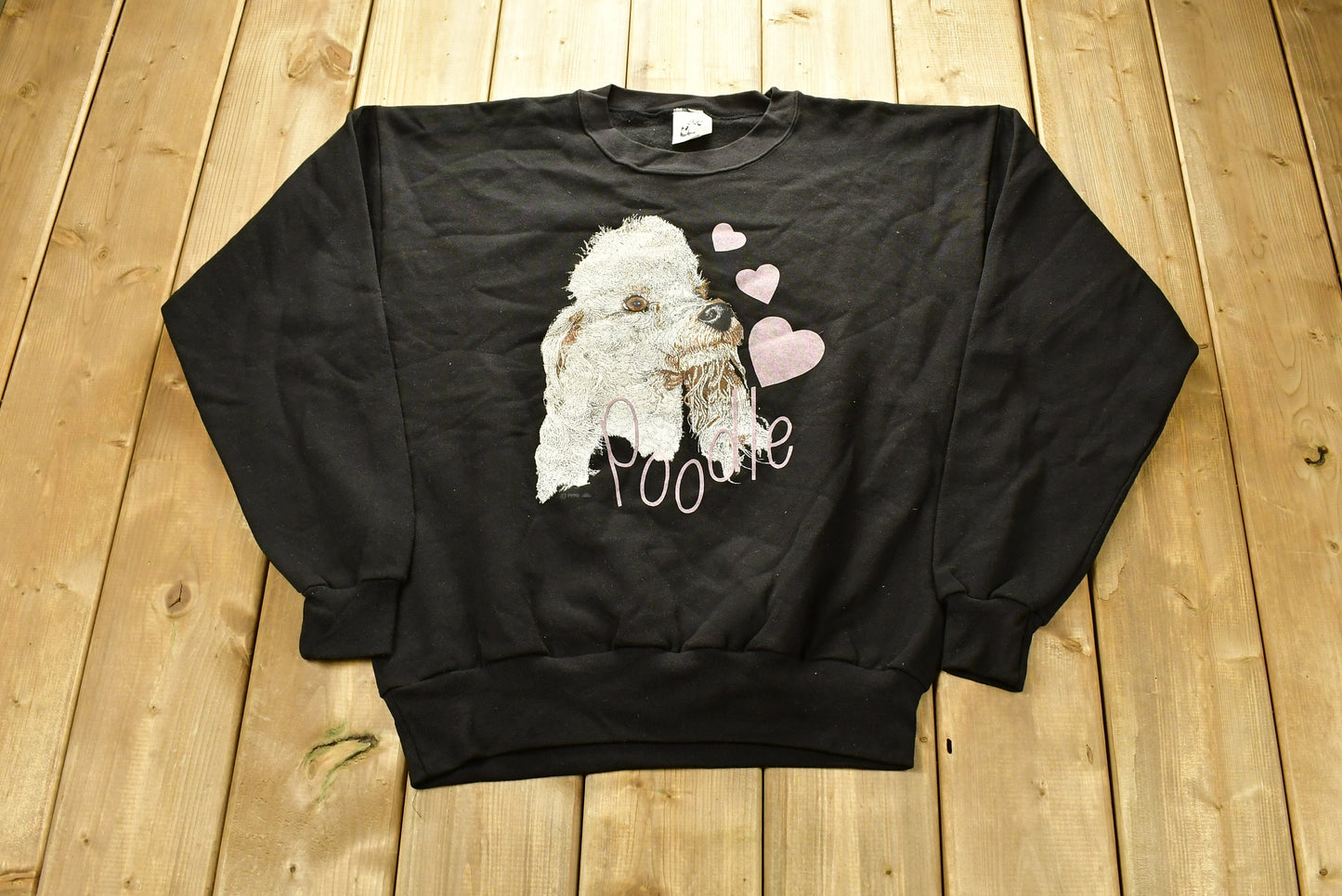 Vintage 1990 Poodle Graphic Crewneck / Made In USA / Vintage Sweatshirt / Animal Print / Cute Sweater / Made In USA / Cute Dog Sweater