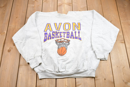 Vintage 1996 Avon Basketball Made In USA Crewneck Sweatshirt / 90s Crewneck / Souvenir / Athleisure / Streetwear / Travel And Tourism