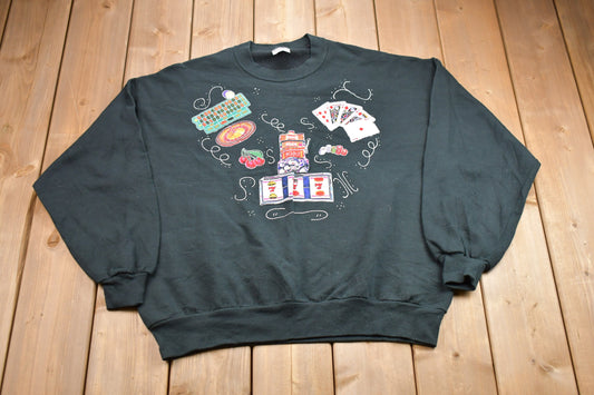 Vintage 1990s Casino Made In USA Graphic Crewneck Sweatshirt / 90s Crewneck / Souvenir / Athleisure / Streetwear / 90s Casino Slot Machine