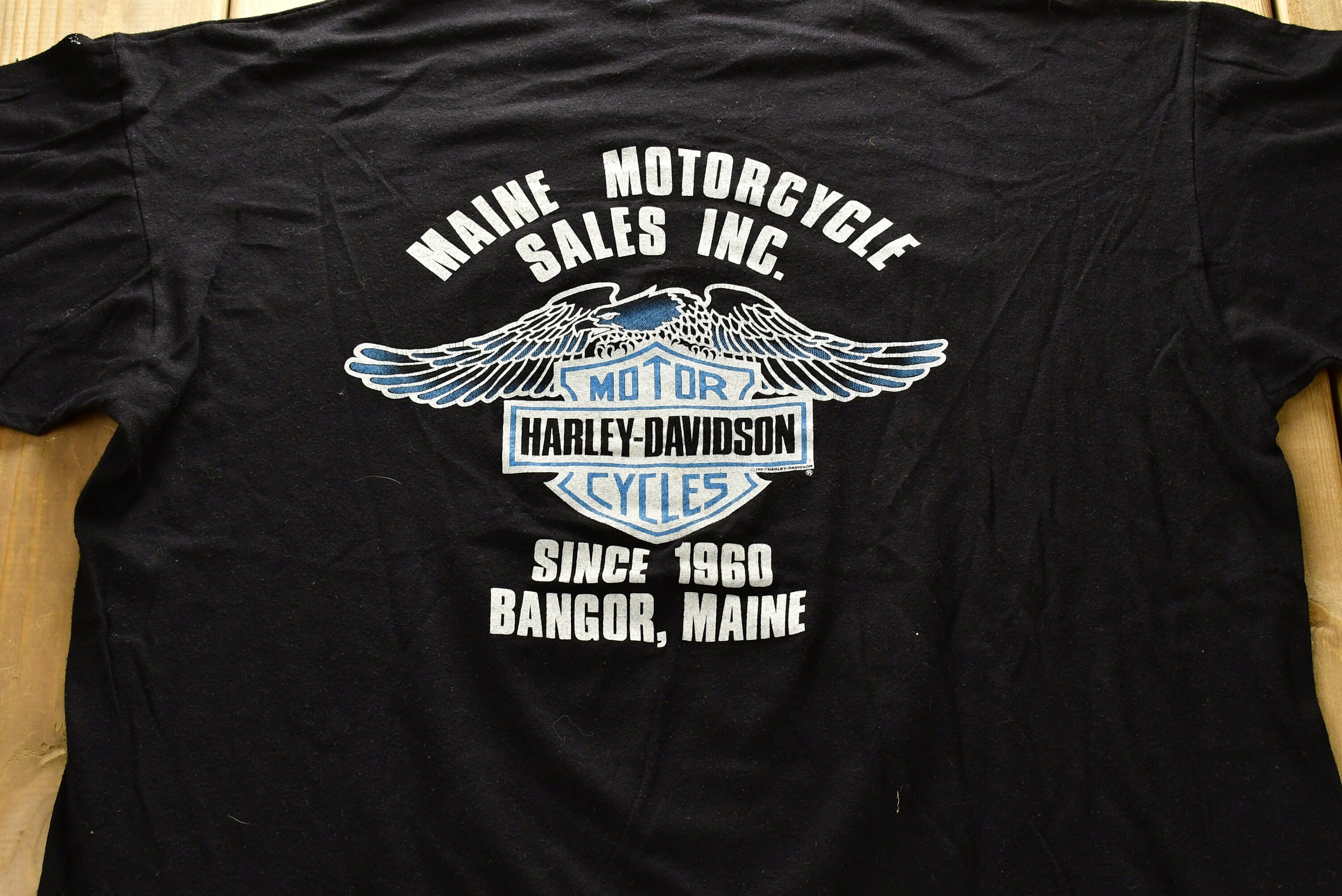 Vintage 1980s Harley Davidson Motorcycles Maine Motorcycle Sales T-Shirt