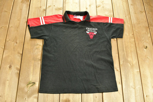 Vintage 1990s Chicago Bulls NBA Embroidered Polo Youth T-shirt / Vintage Bulls Shirt / Sportswear / Streetwear / Sports Tee / Color Block