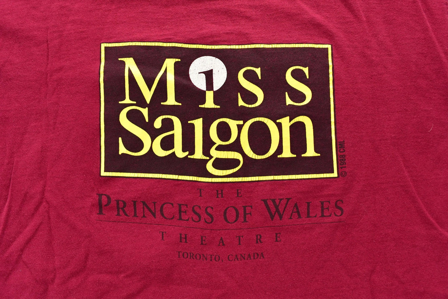 Vintage 1988 Miss Saigon The Princess Of Wales Theatre Toronto Ontario T-Shirt / Souvenir T Shirt / Made In Canada / Travel & Tourism