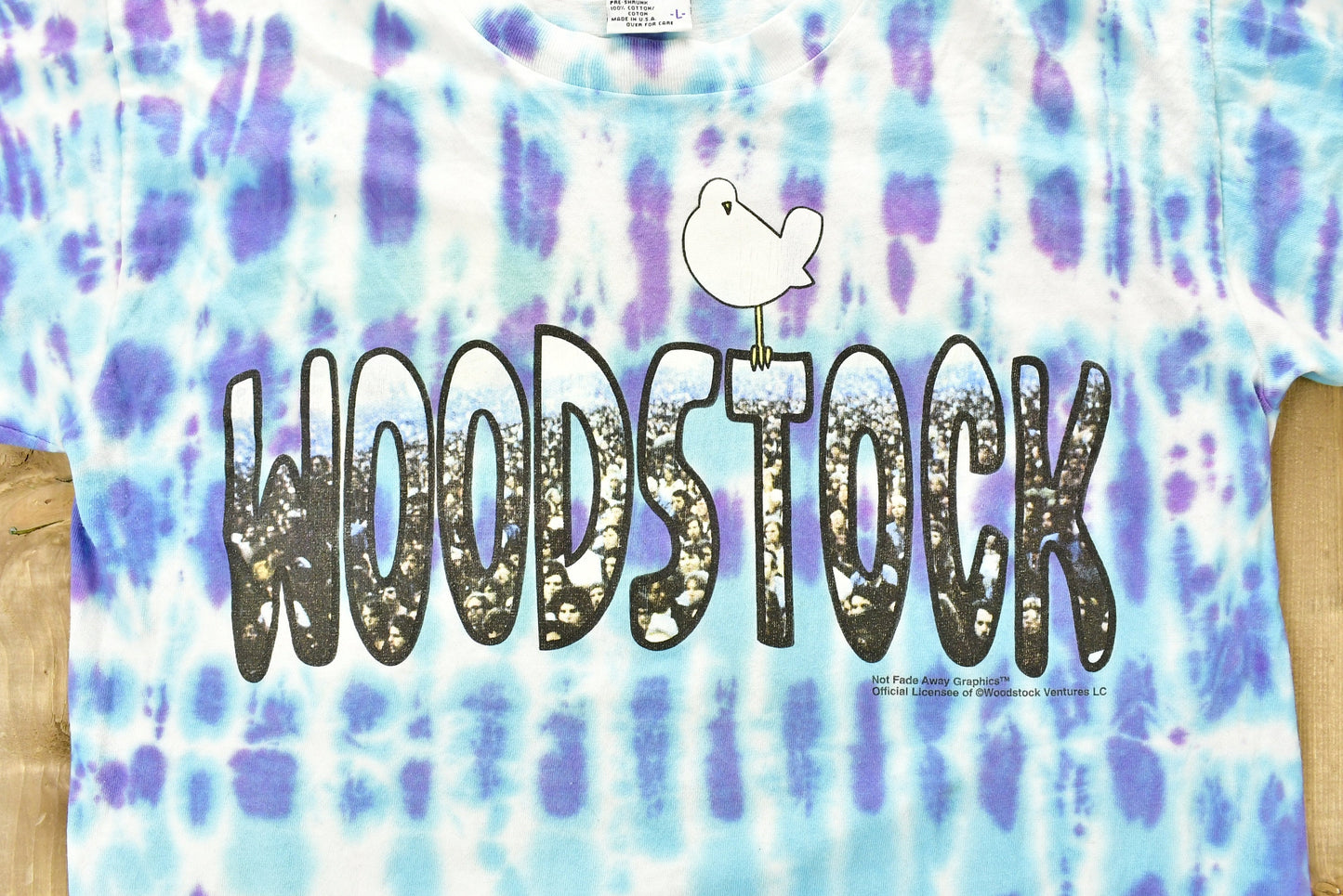 Vintage 1990s Woodstock Music Festival Tie Dye T-shirt / Keep The Dream Alive / Single Stitch / Made in USA / All Over Print / Premium