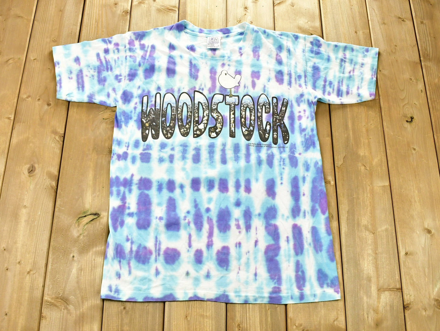 Vintage 1990s Woodstock Music Festival Tie Dye T-shirt / Keep The Dream Alive / Single Stitch / Made in USA / All Over Print / Premium