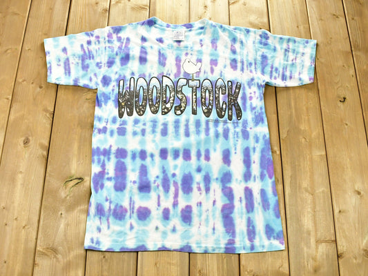 Vintage 1990s Woodstock Music Festival Tie Dye T-shirt / Keep The Dream Alive / Single Stitch / Made in USA / All Over Print / Premium