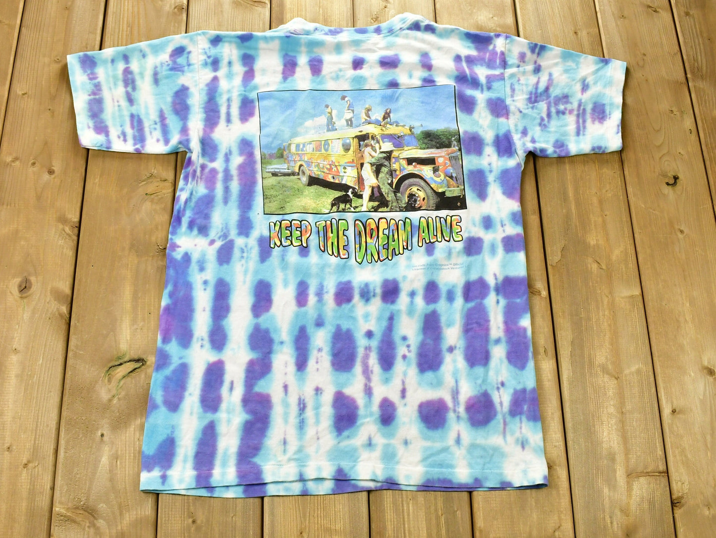 Vintage 1990s Woodstock Music Festival Tie Dye T-shirt / Keep The Dream Alive / Single Stitch / Made in USA / All Over Print / Premium