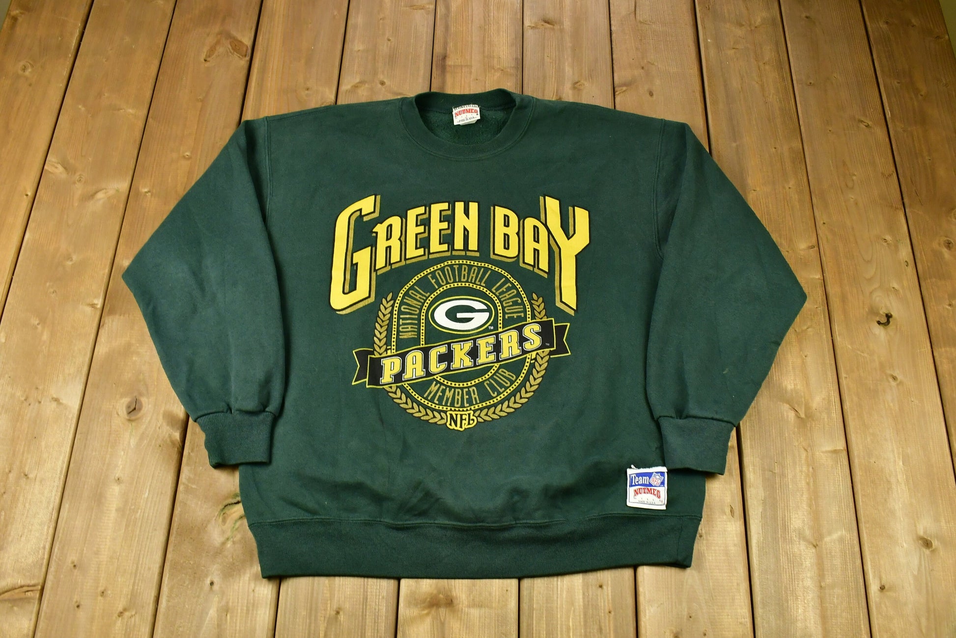 Vintage 90s Green Bay Packers USA Green Yellow Hoodie Size Small