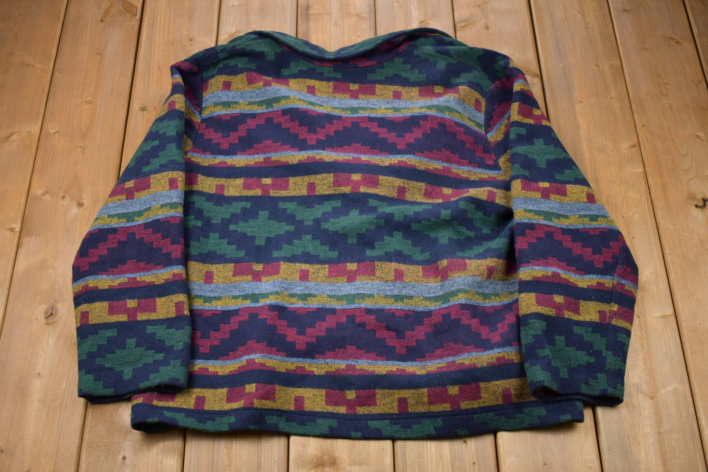 Vintage 1990s Willow Ridge Made In USA Knitted Sweater / Vintage 90s Cardigan / Pattern Sweater / Outdoor / Hand Knit / Knit Jacket