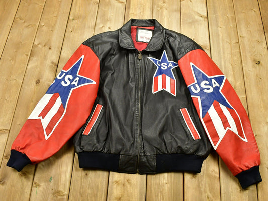 Vintage 1980s Michael Hoban Where M I USA Leather Jacket