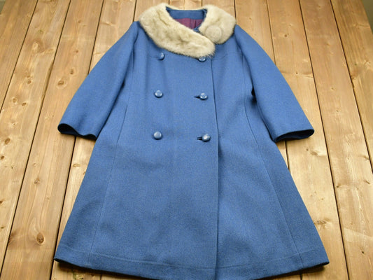 Vintage 1950s Blue Wool Overcoat