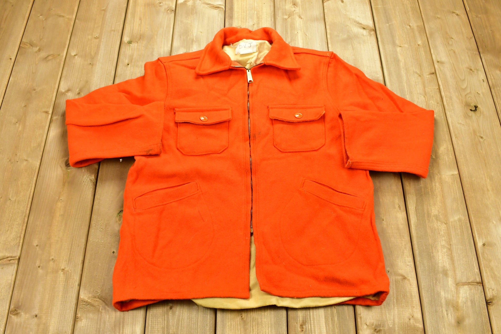 Vintage 1950s Distressed Orange Full Zip Jacket