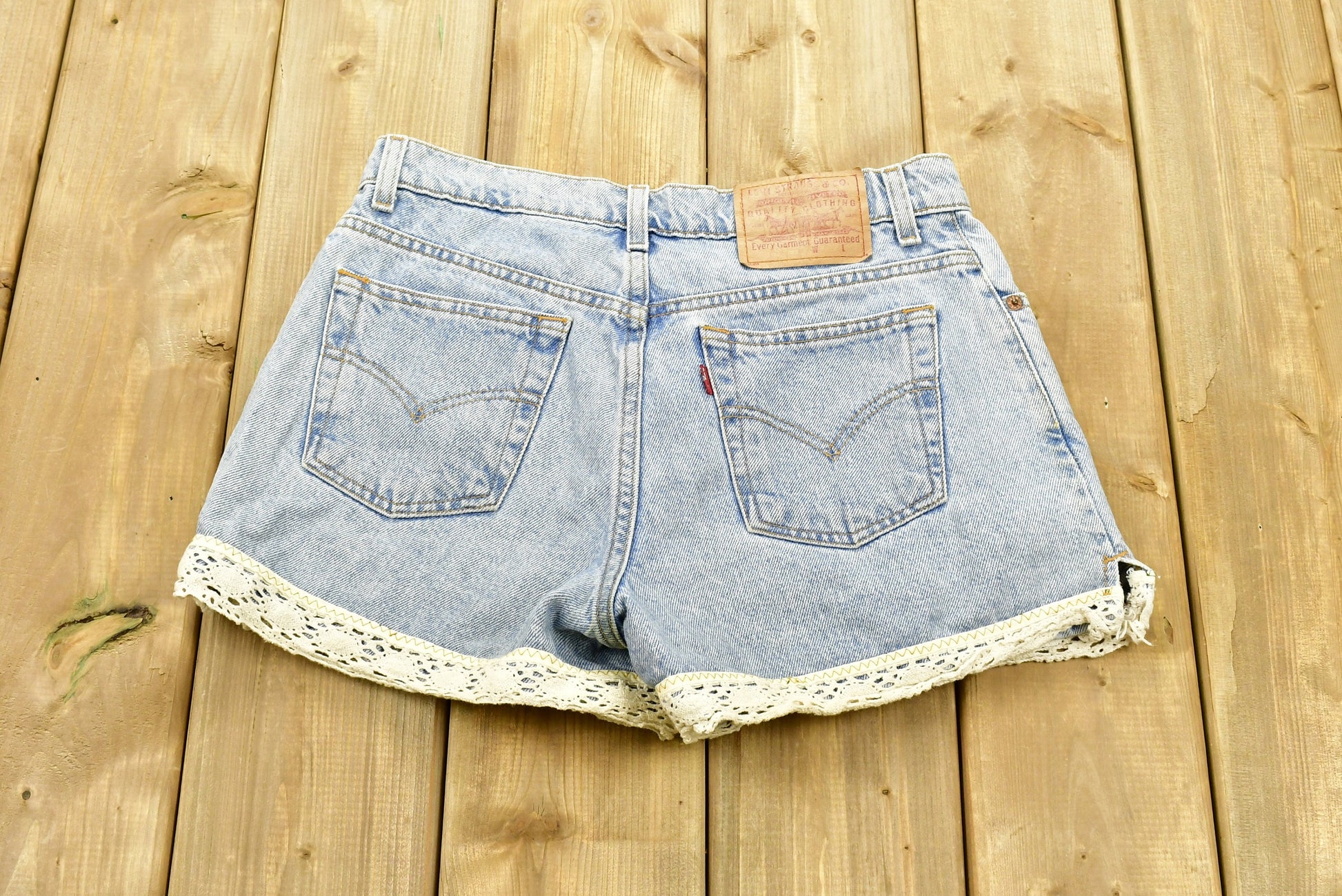 Vintage 1990s Levi's Red Tab Laced Women's Jean Short Shorts Size 9 Jr